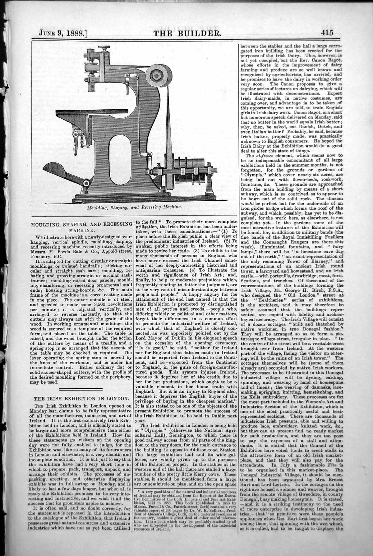 Old Moulding Shaping Recessing Machine M Powis Bale Co Finsbury 1888 Victorian