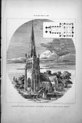 Old Plan Ribbleton Church Preston Lancashire R Knill Freeman Arch 1888 19th