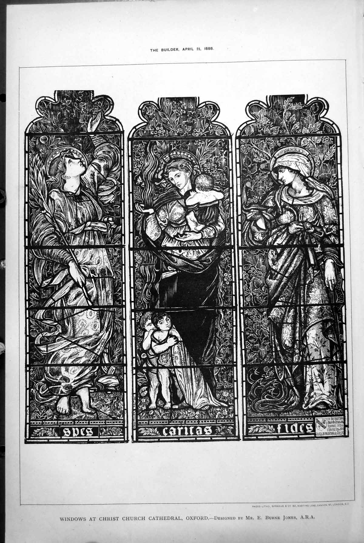 Old Windows Christ Church Cathedral Oxford Spes Fides E B Jones 1888 Victorian