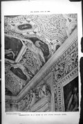 Antique Old Print Decorations Room Spada Palace Rome Carvings Ceiling 1888 19th