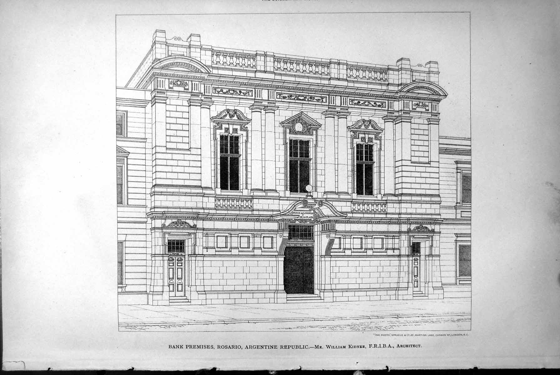 Old Bank Premises Rosario Argentine Republic William Kidner Arch 1888 Victorian