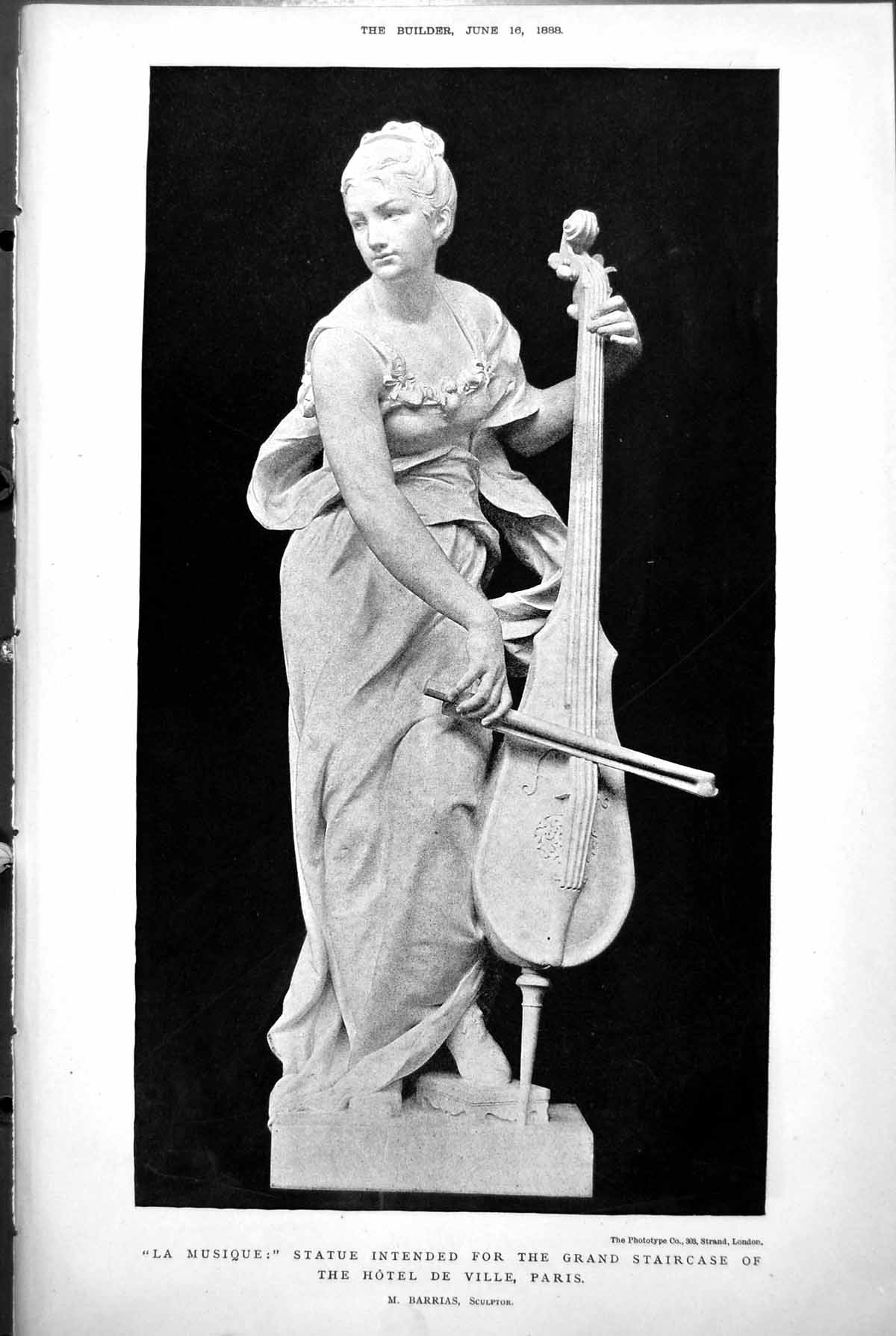 Old La Musique Statue Intended Grand Staircase Hotel De Ville Paris 1888 19th