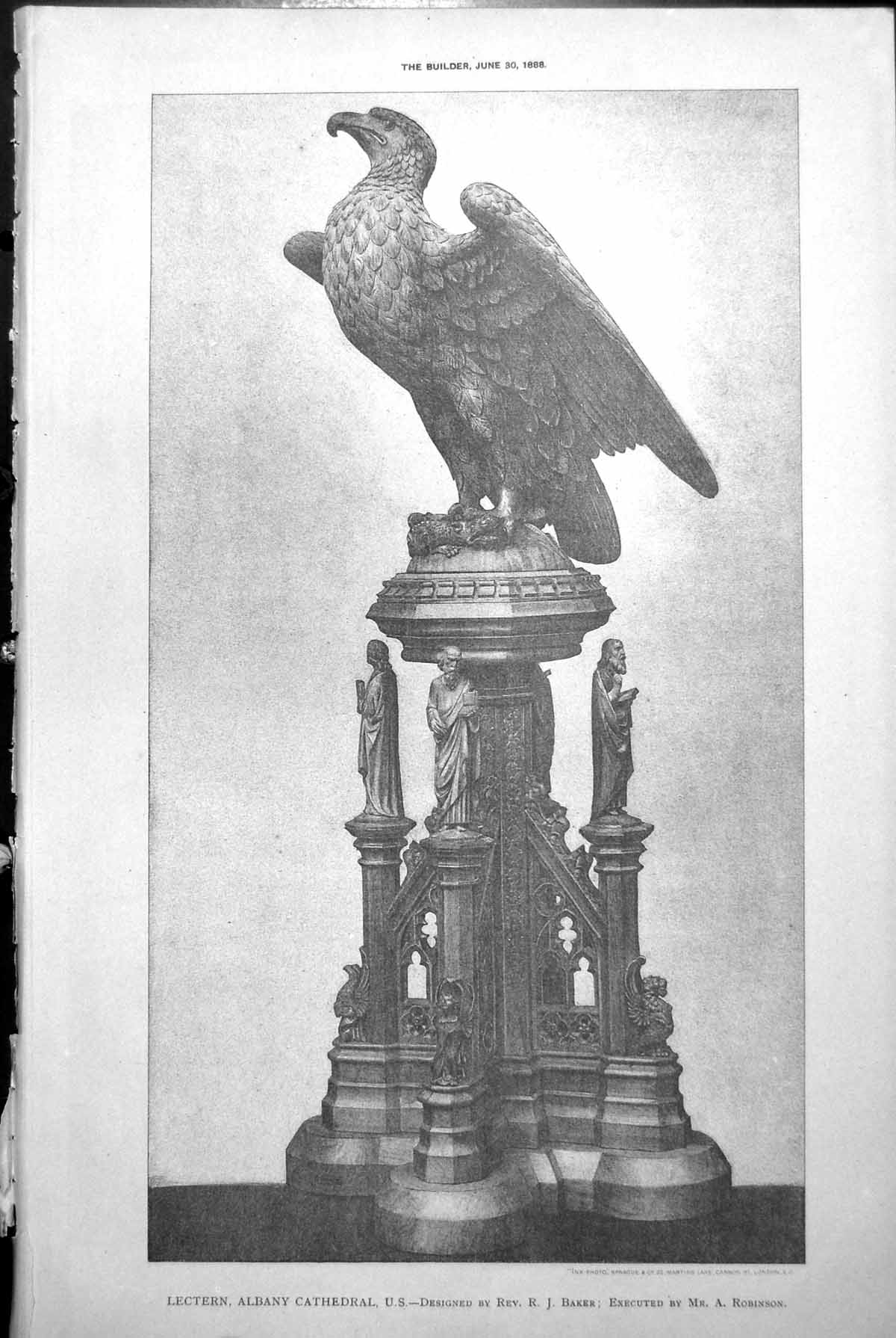 Old Lectern Albany Cathedral Eagle Designed Rev R Baker A Robinson 1888 19th