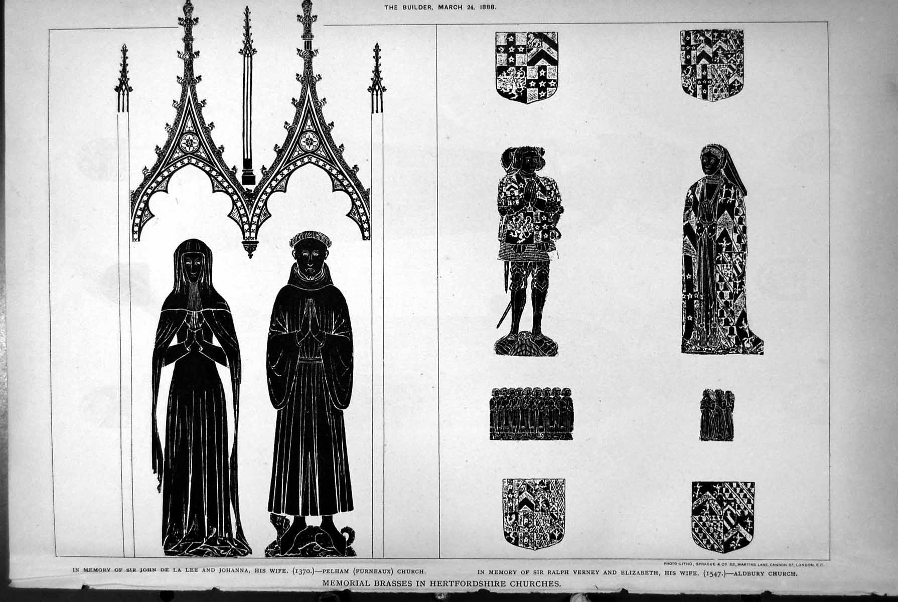 Old Memorial Brasses Hertfordshire Churches John Lee Ralph Verney 1888 19th