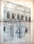 Antique Old Print Porch St Marys Church Portsea A W Blomfield Architect 1888