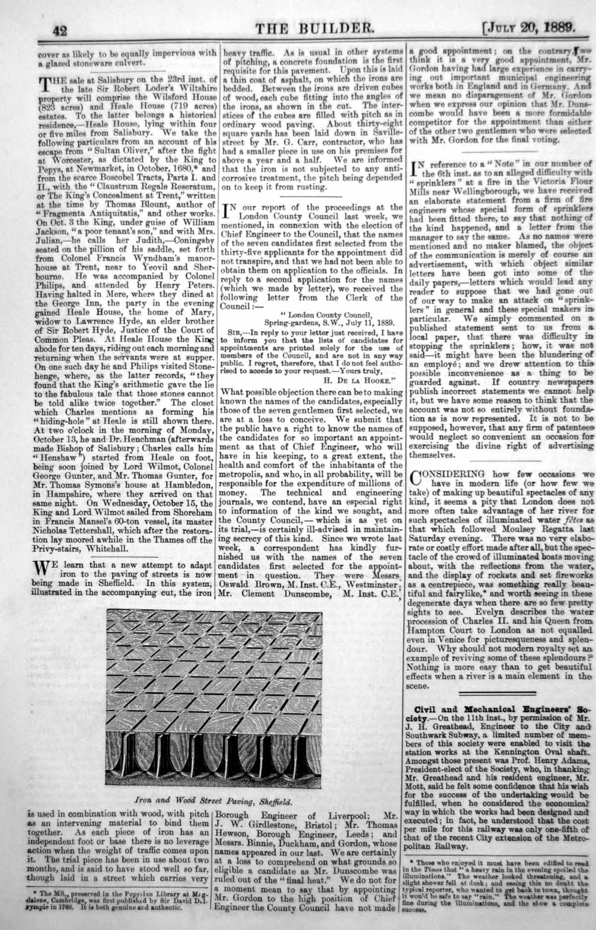 Old Print Iron Wood Street Paving Sheffield Pitch Bind Them Together 1889 19th