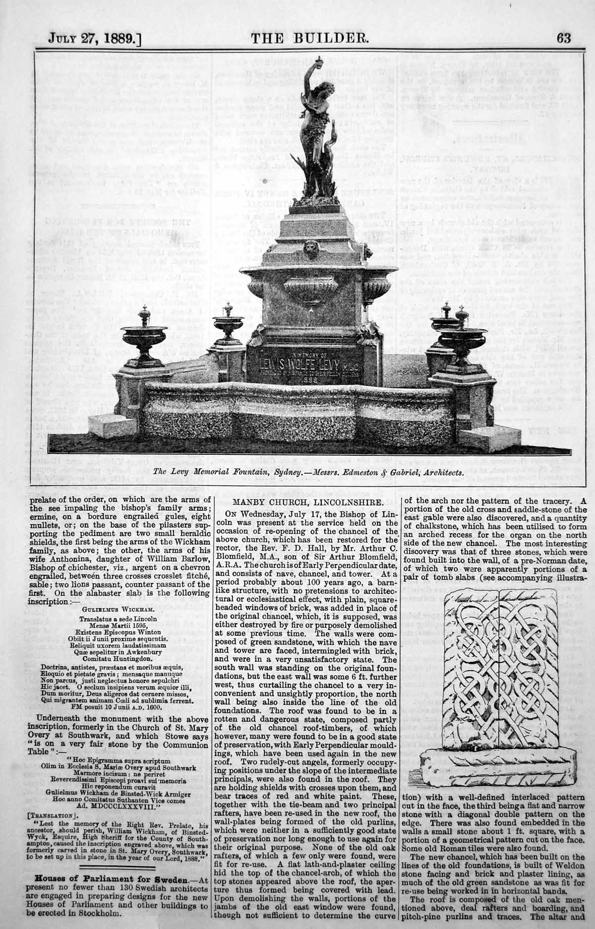 Old Levy Memorial Fountain Sydney Edmedton & Gabriel Architects 1889 Victorian