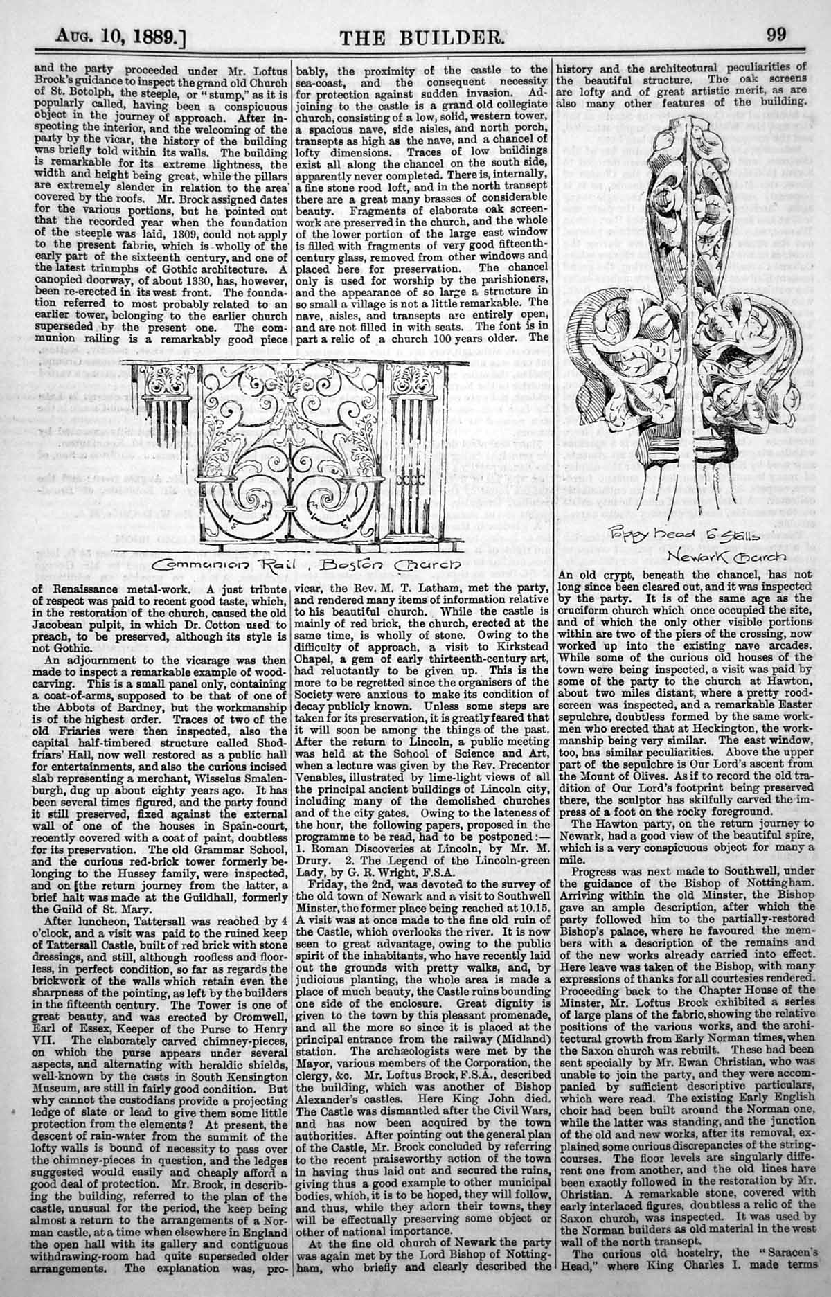 Old Communion Rail Boston Church Poppy Head Stalls Newark Church1889 Victorian