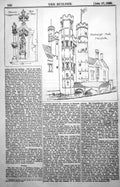 Old Antique Print Oxburgh Hall Norfolk Bench Wiggenhall End St Mary 1889 19th