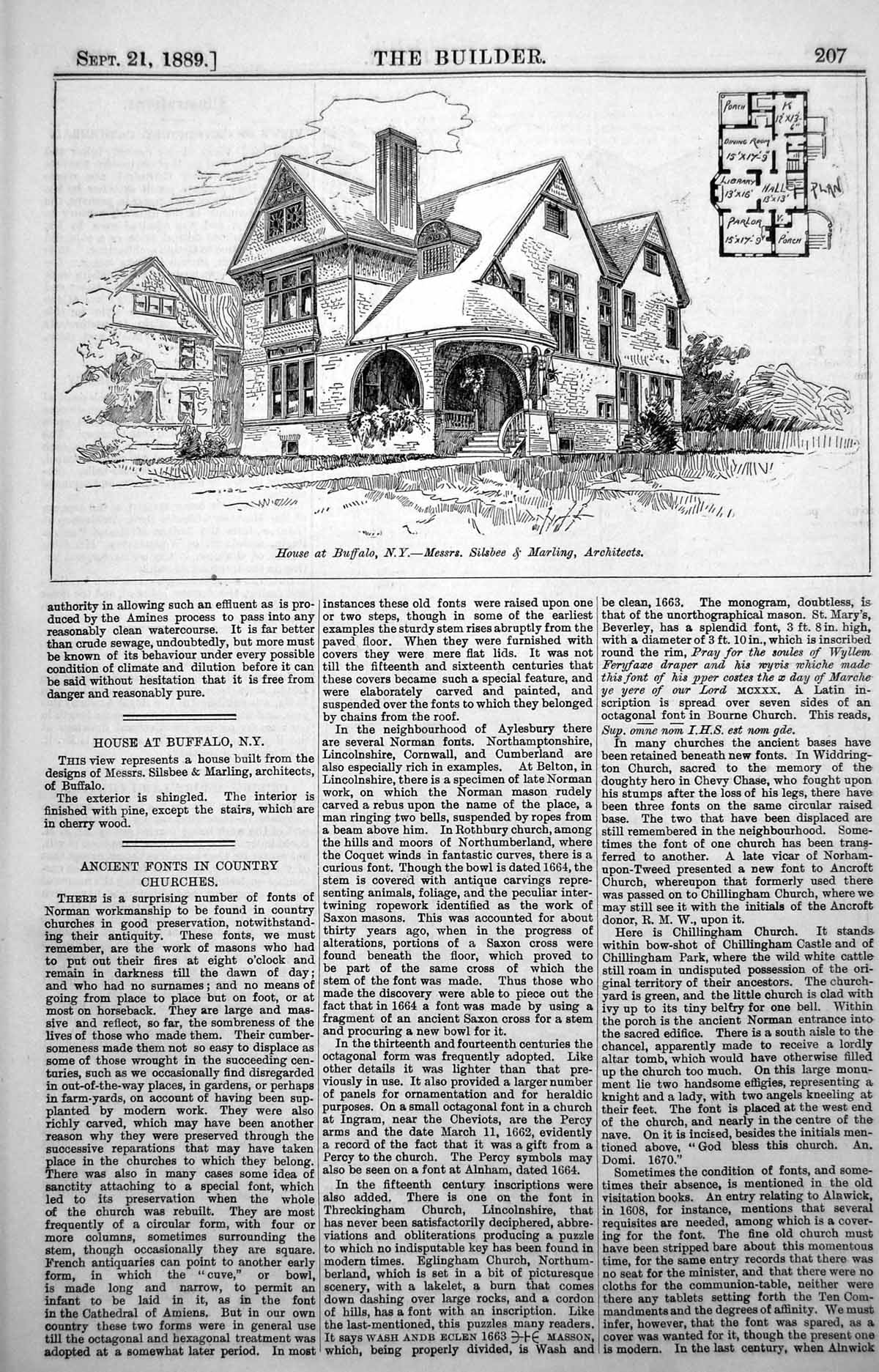 Old Plan House Buffalo New York Messrs Silabee & Marling Architect 1889 19th