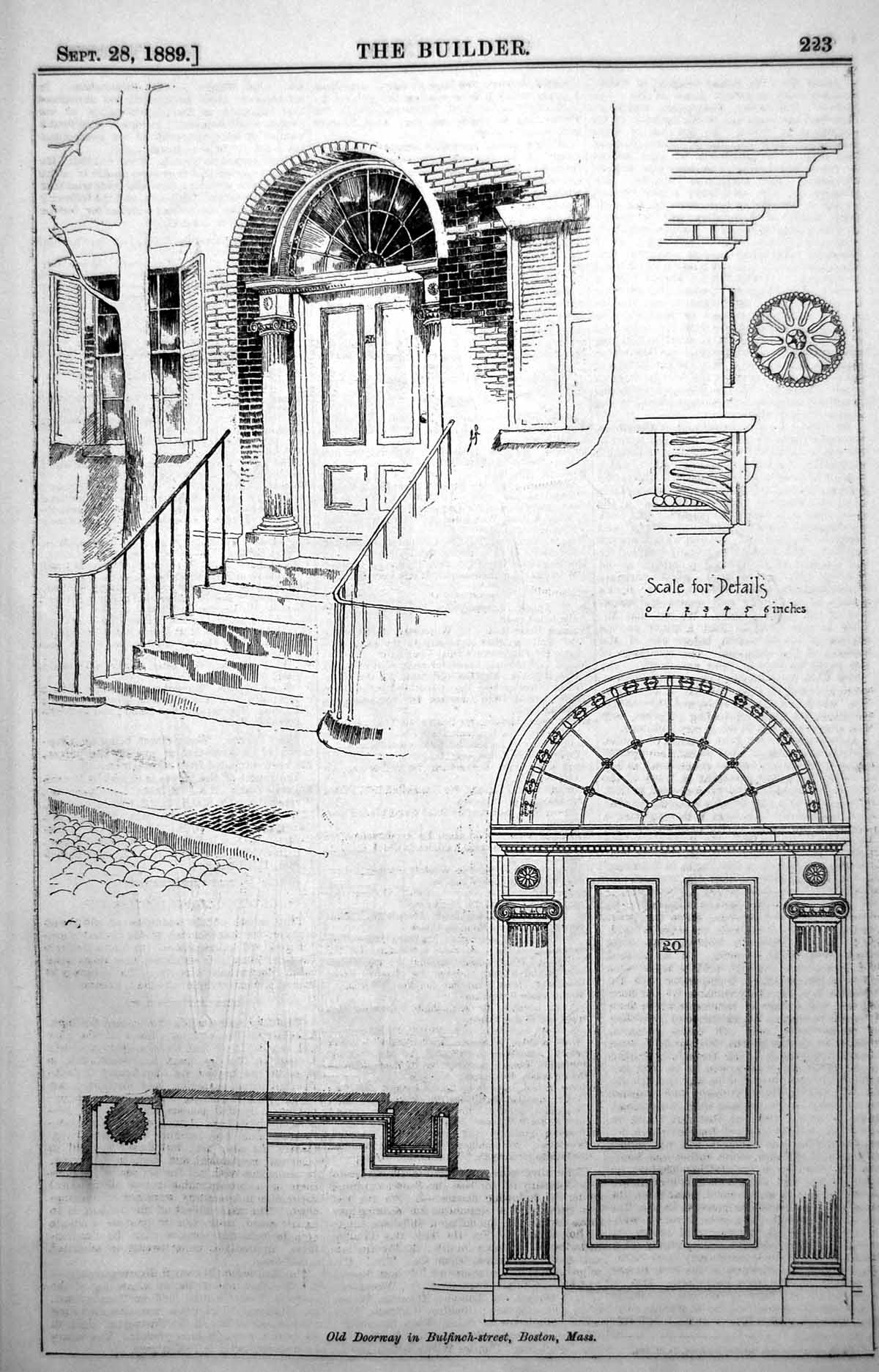Old Plan Doorway Bulfinch Street Boston Residence Buffalo Silsbee 1889 19th