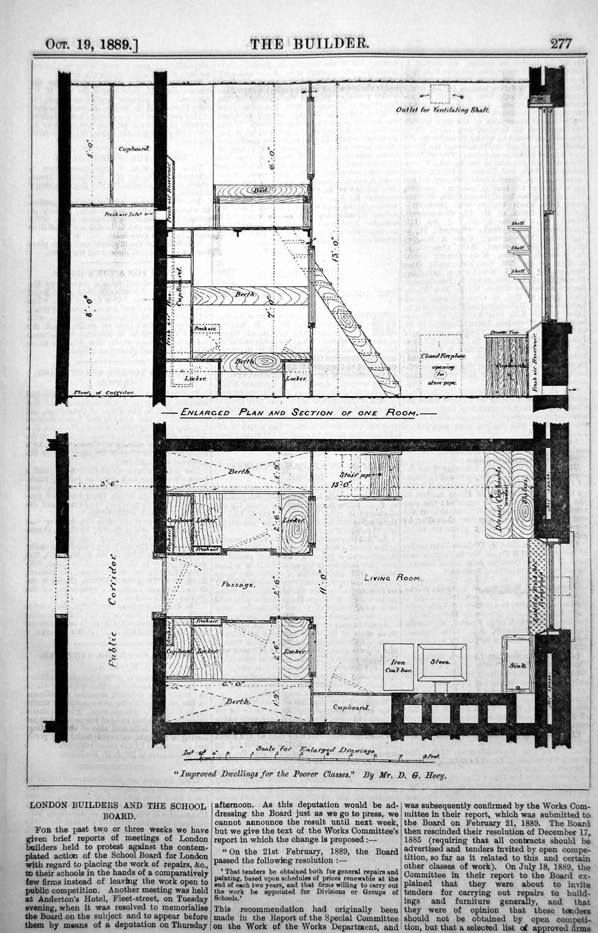 Old Plan Improved Dwellings Poorer Classes D Hoey Section One Room 1889 19th