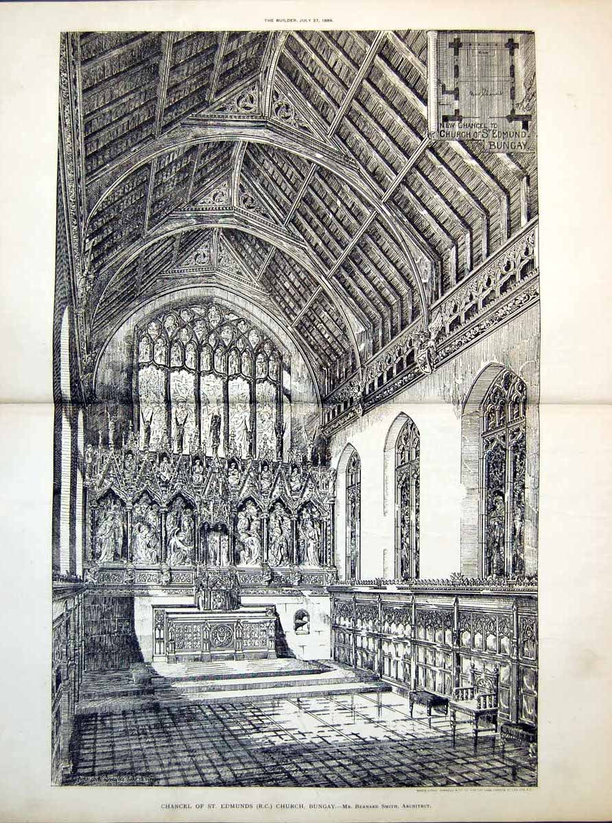 Old Plan Chancel St Edmunds R C Church Bungay Bernard Smith Arch 1889 19th