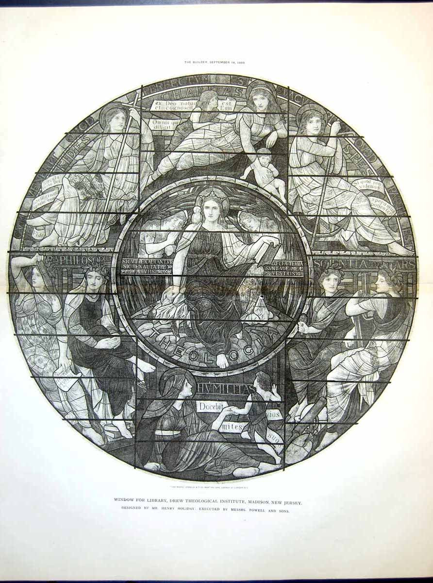 Old Window Library Drew Theological Institute Madison N J Holiday 1889 19th