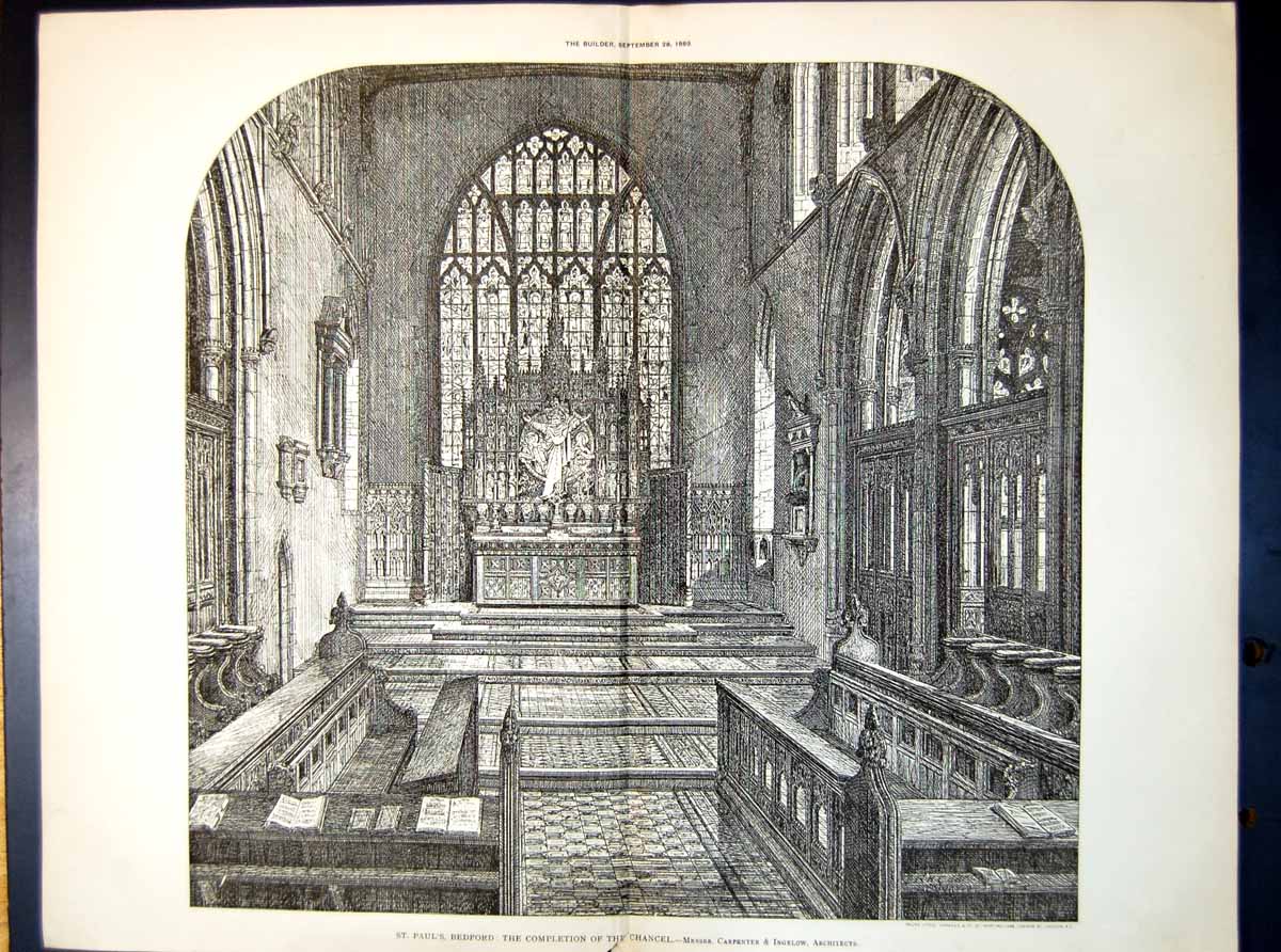 Old Plan St Pauls Bedford Completion Chancel Carpenter & Ingelow 1889 19th