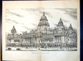 Original Old Antique Print Design Plan Academy Arts Richard Willock 1889 19th