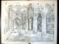 Old Antique Print Plan Cloisters Gloucester Cathedral C E Mallows 1889 19th