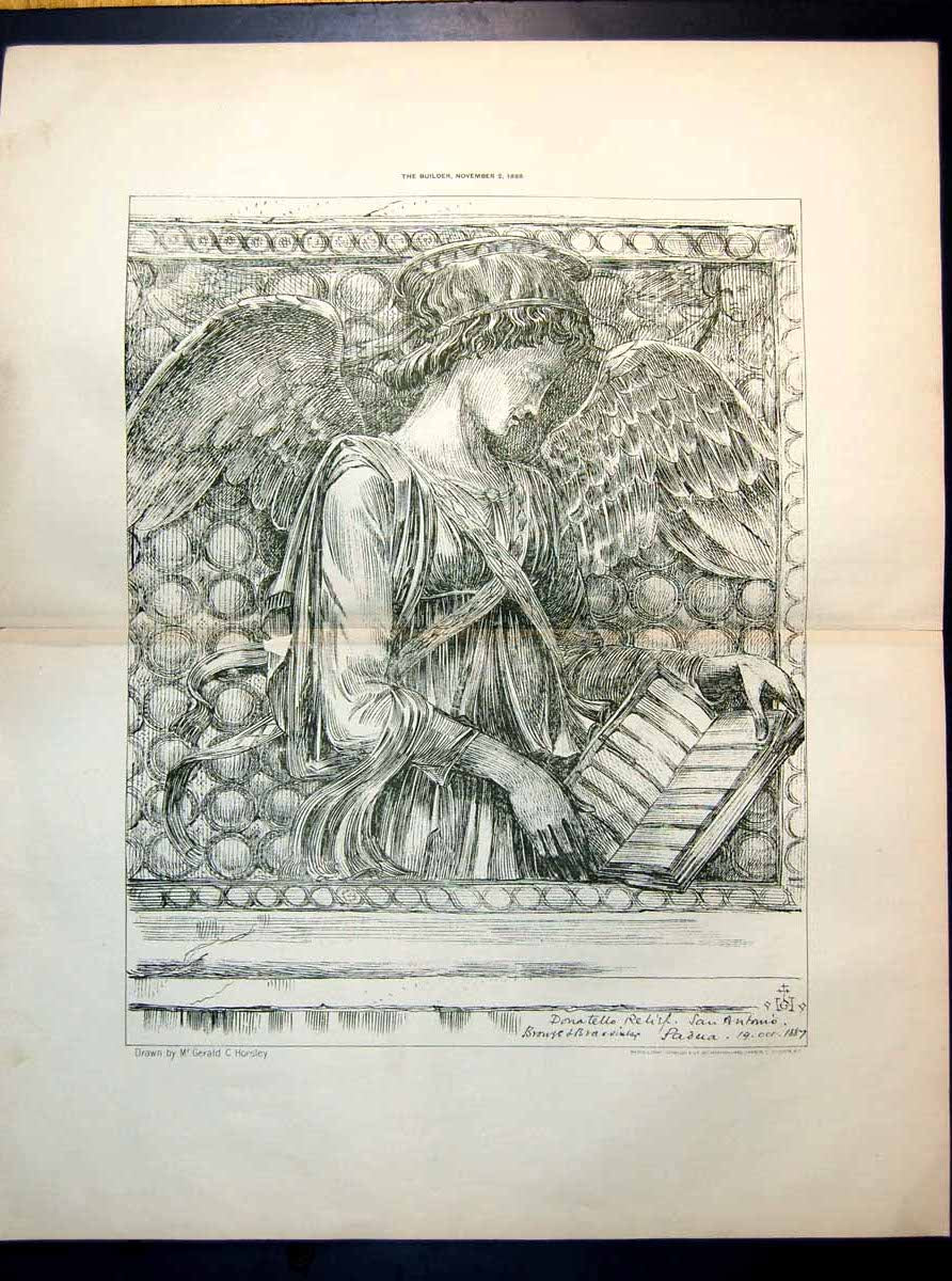 Old Antique Print Donatello Relief San Antonio Padua Gerald Horsley 1889 19th