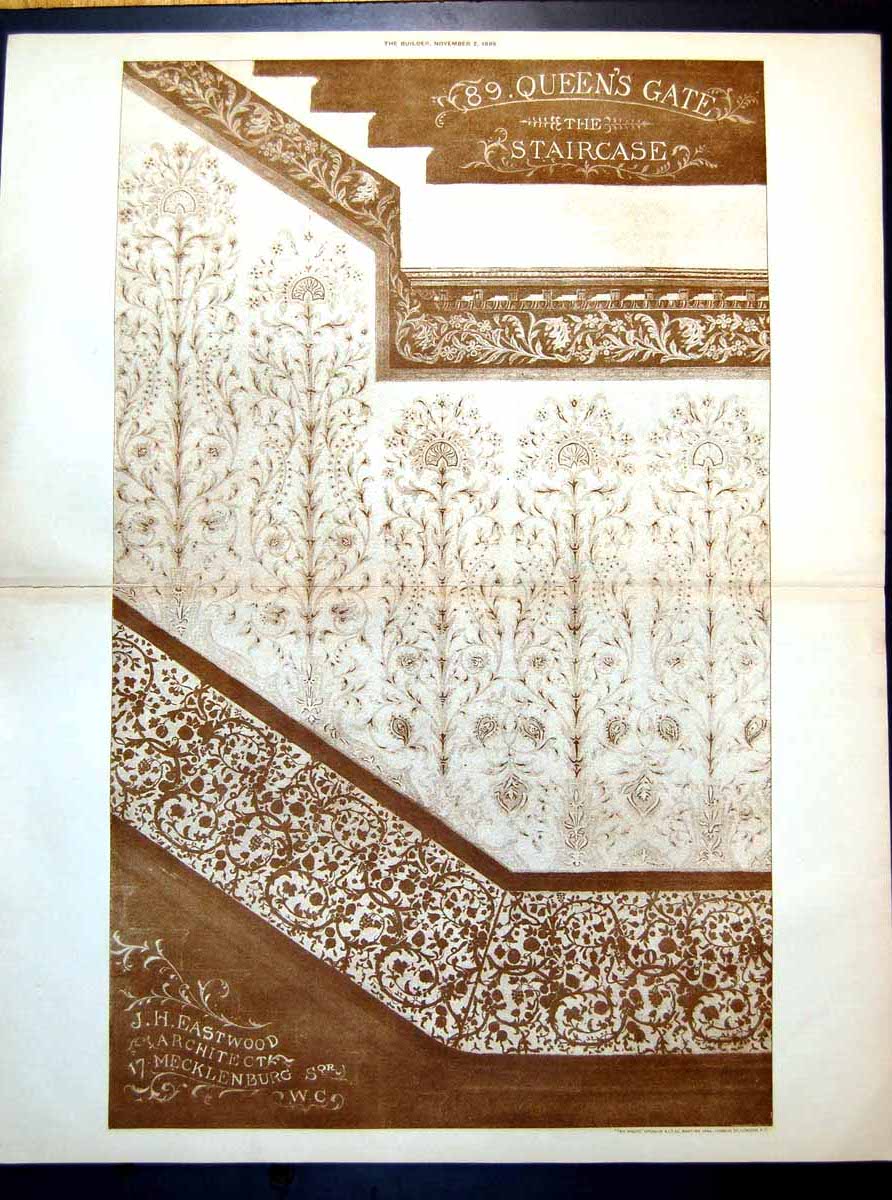 Old 89 Queens Gate Staircase J H Eastwood Architect Mecklenburg Sq 1889