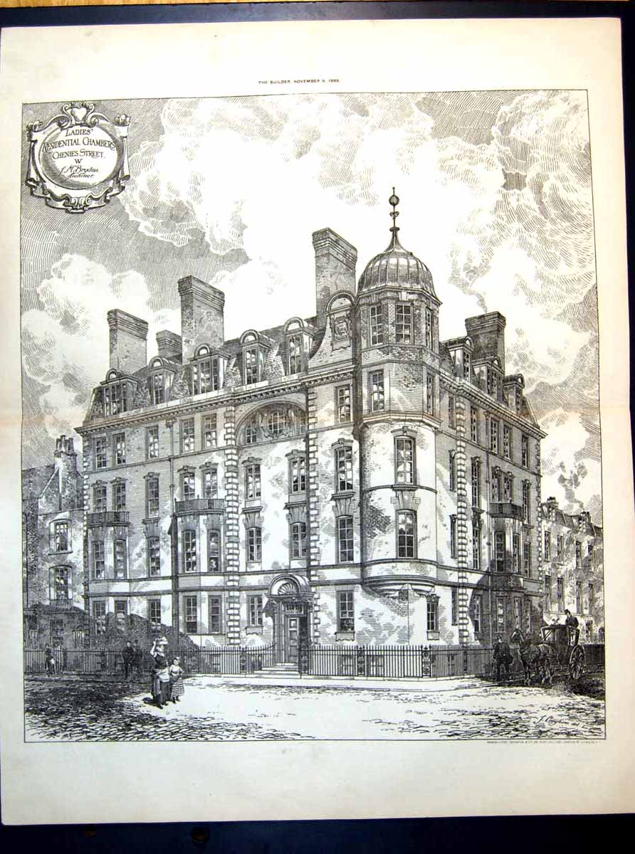 Old Plan Ladies Residential Chambers Chenies Street J Brydon Arch 1889 19th