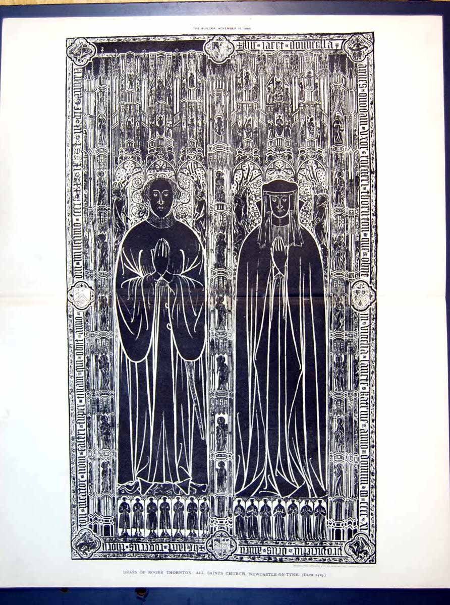 Old Plan Brass Roger Thornton All Saints Church Newcastle 1429 1889