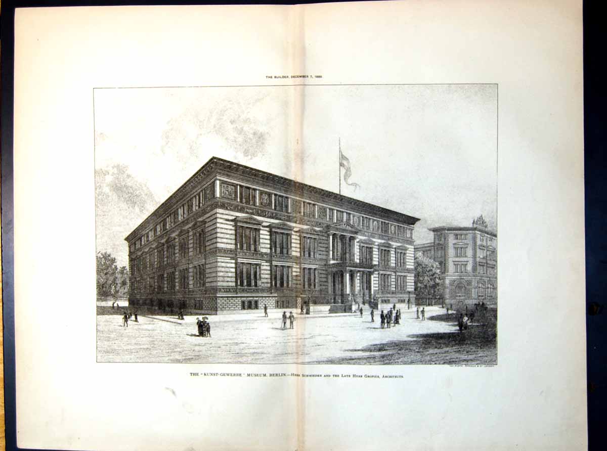 Old Kunst-Gewerbe Museum Berlin Plan Herr Schmieden Gropius Arch 1889 19th