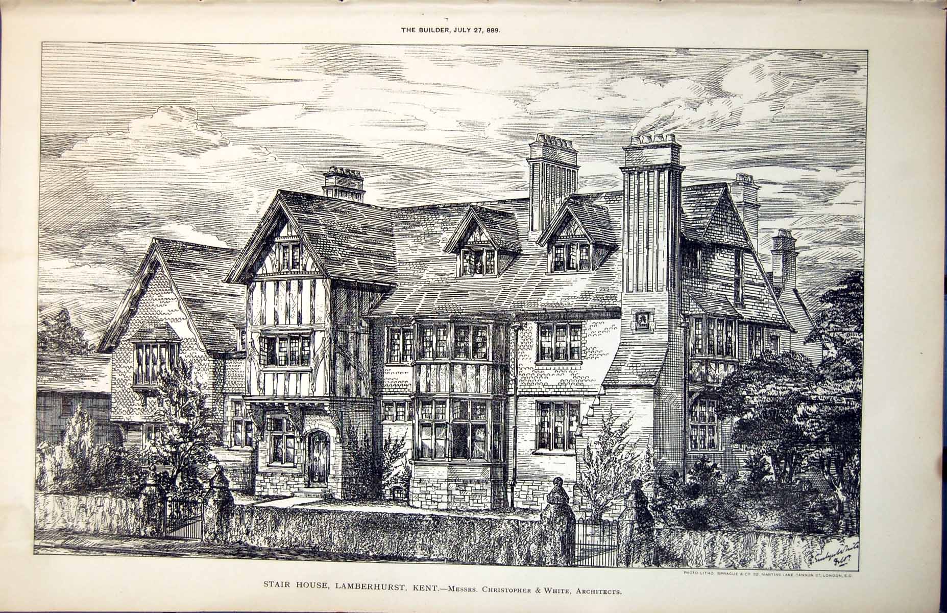 Old Plan Stair House Lamerhurst Kent Messrs Christopher White Arch 1889 19th