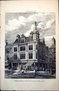 Antique Old Print Plan Business Premises Carlisle G D Oliver Architect 1889