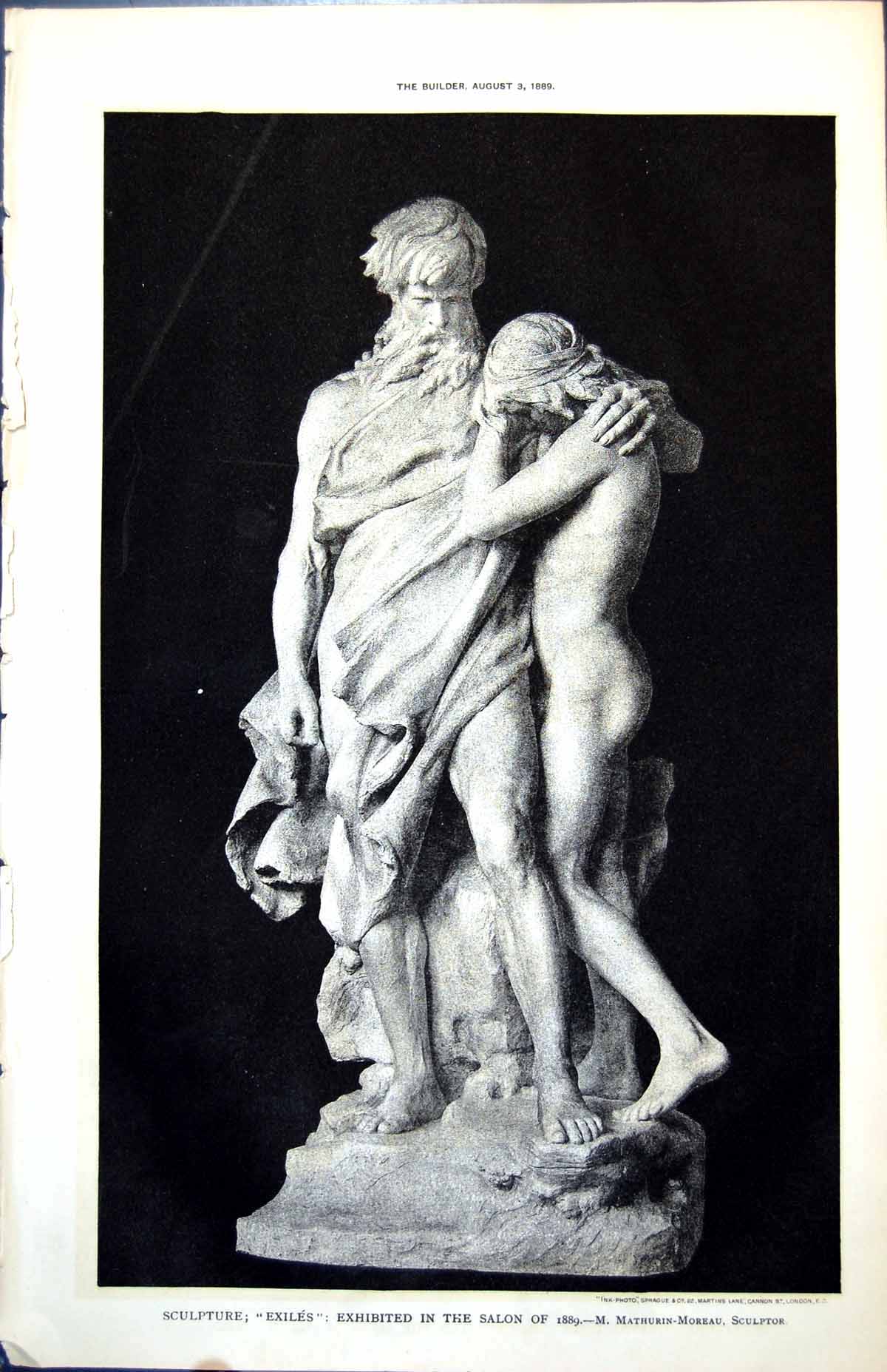 Old Sculpture Exiles Exhibited Salon M Mathurin Moreau Sculptor 1889 Victorian