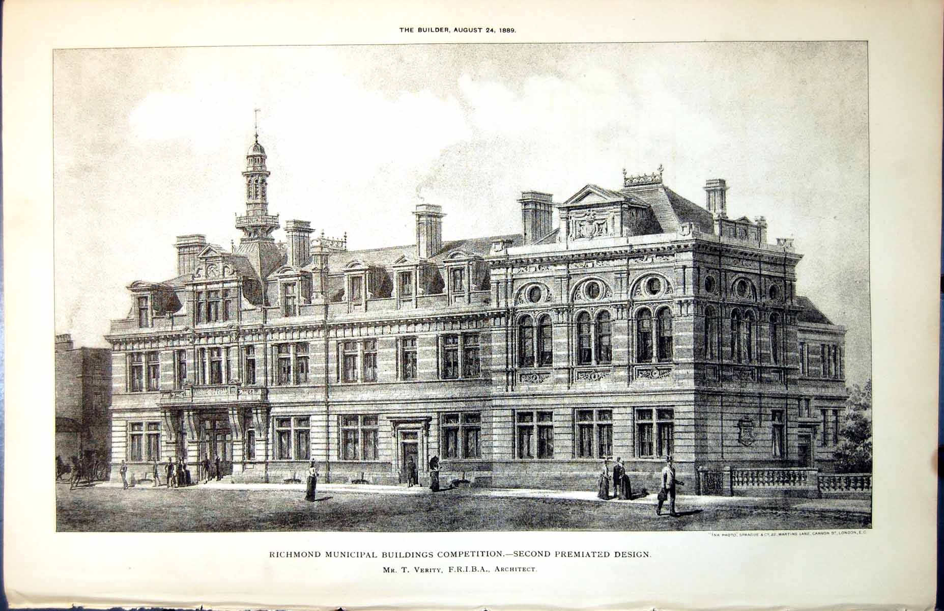 Old Plan Richmond Municipal Buildings Design T Verity Architect 1889 Victorian