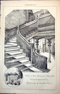 Old Antique Print Plan Manor House Wandsworth Staircase Garden Front 1889 19th