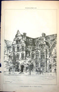 Antique Print Plan Front Exterior Town Residence A C Breeden Architect 1889