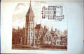Old Print Plan Crosby Congregational Church School J & G Holme Arch 1889 19th