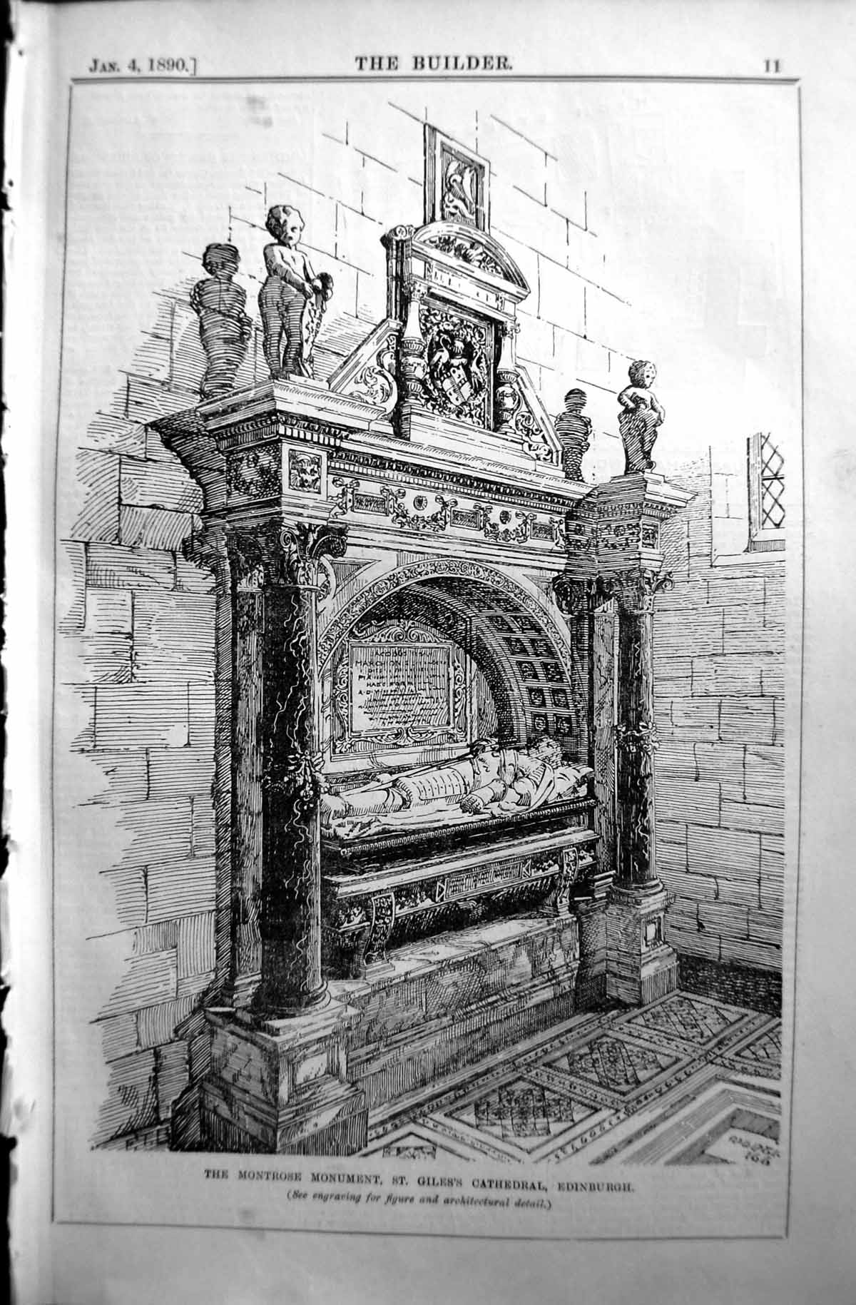 Old Montrose Monument St. Giles'S Cathedral Edinburgh Scotland 1890 B Victorian