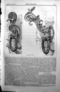 Original Old Antique Print 1890 Builder Link Hers Siena Metal Rings Victorian