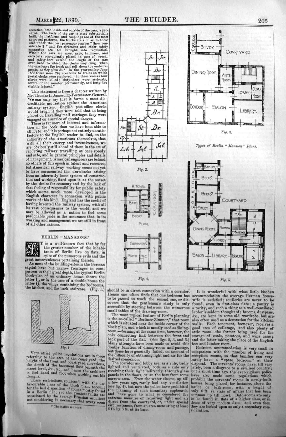 Old Types Plan Berlin Mansion Courtyard Kitchen Servants 1890 Builder Victorian