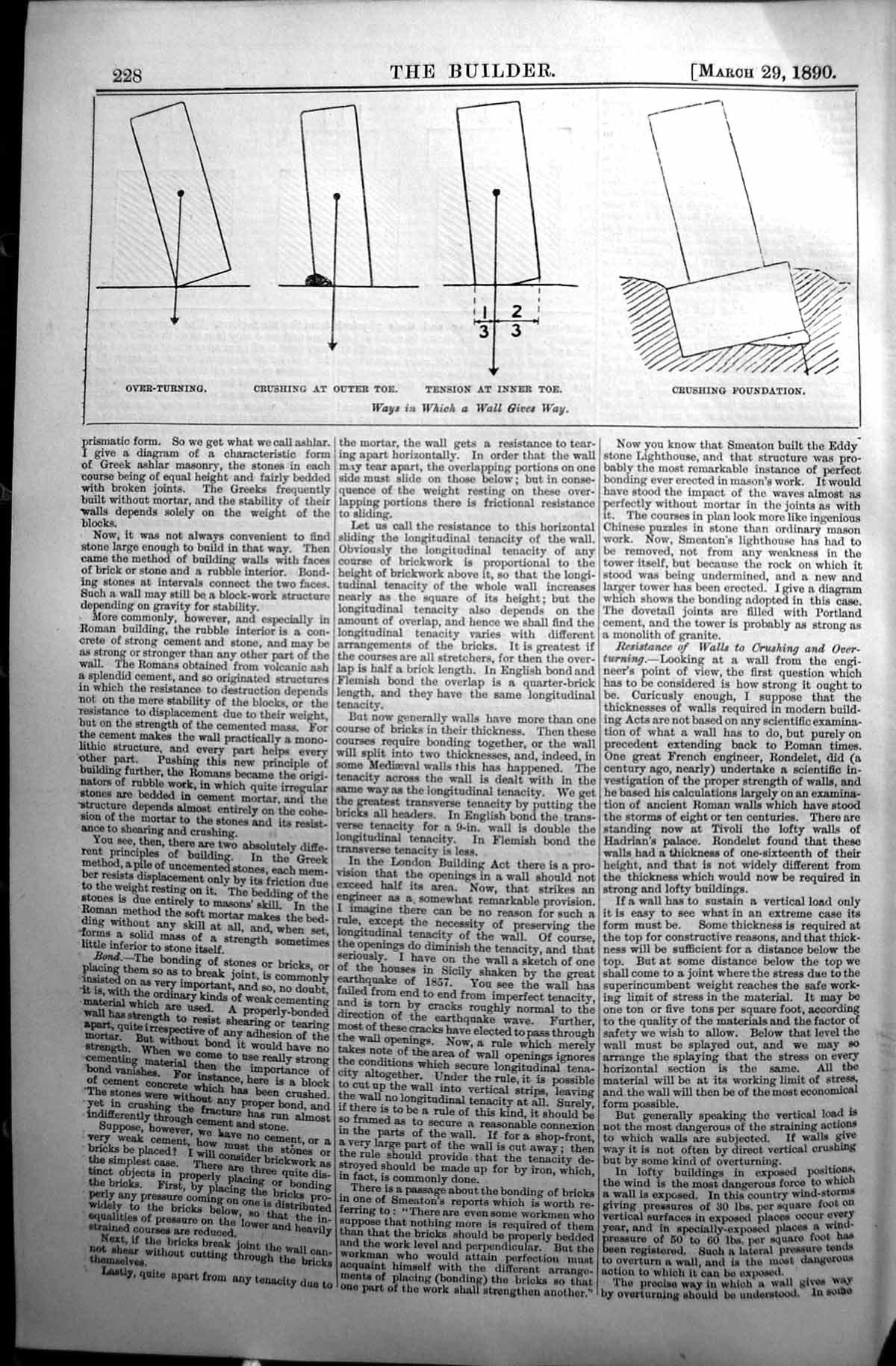 Old 1890 Builder Diagrams Crushiing Foundation Crushing Outer Toe Ten Victorian