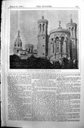 Antique Old Print 1890 Builder Notre Dame Fourviere Lyons Bossan Architecture