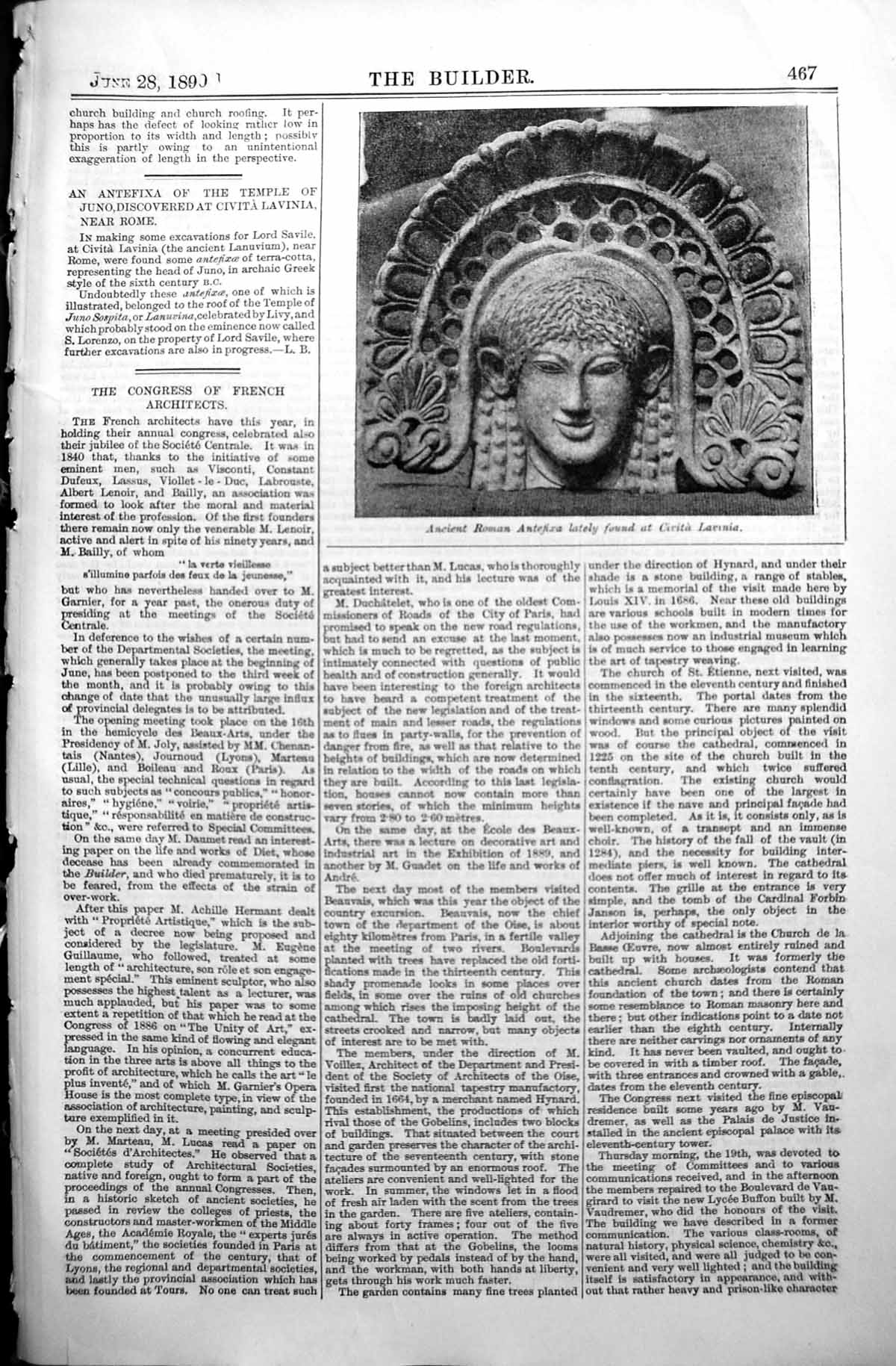 Old 1890 Builder Ancient Roman Antefixa Civita Lavinia Temple Juno Ro Victorian