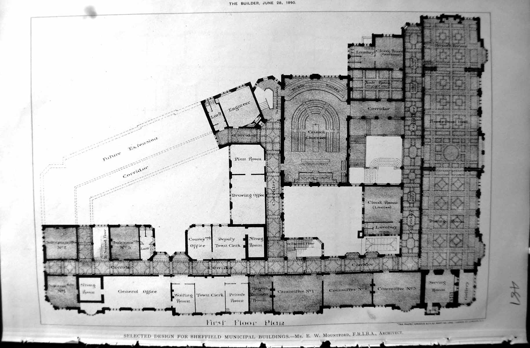 Old Design Plan Sheffield Municipal Buildings Mountford Architecture