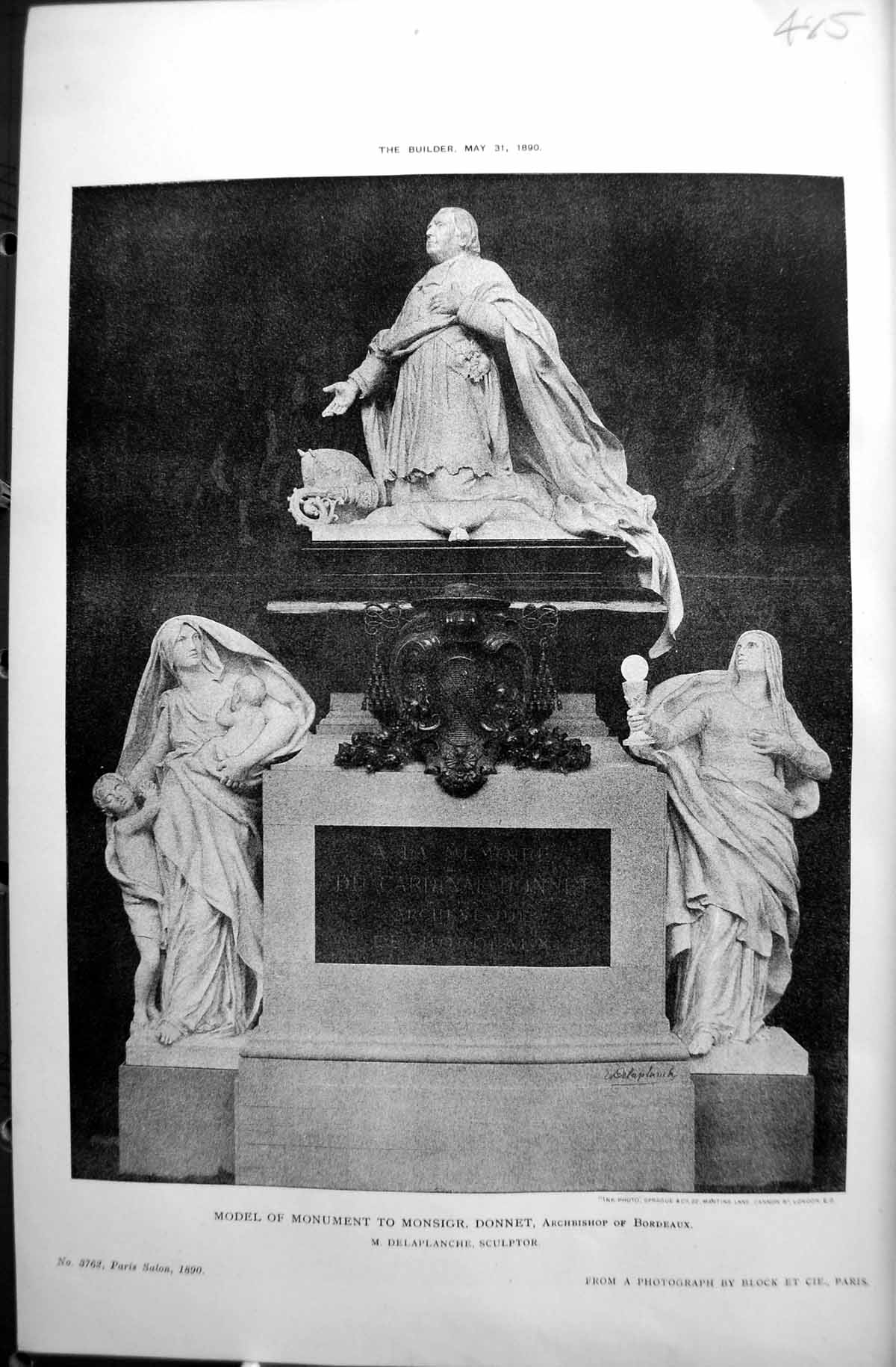 Old Model Monument Monsigr Donnet Archbishop Bordeaux Delaplanche 189 Victorian