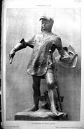 Antique Old Print Bronze Sculpture Du Guesclin Lemaire Sculptor 1890 Builder