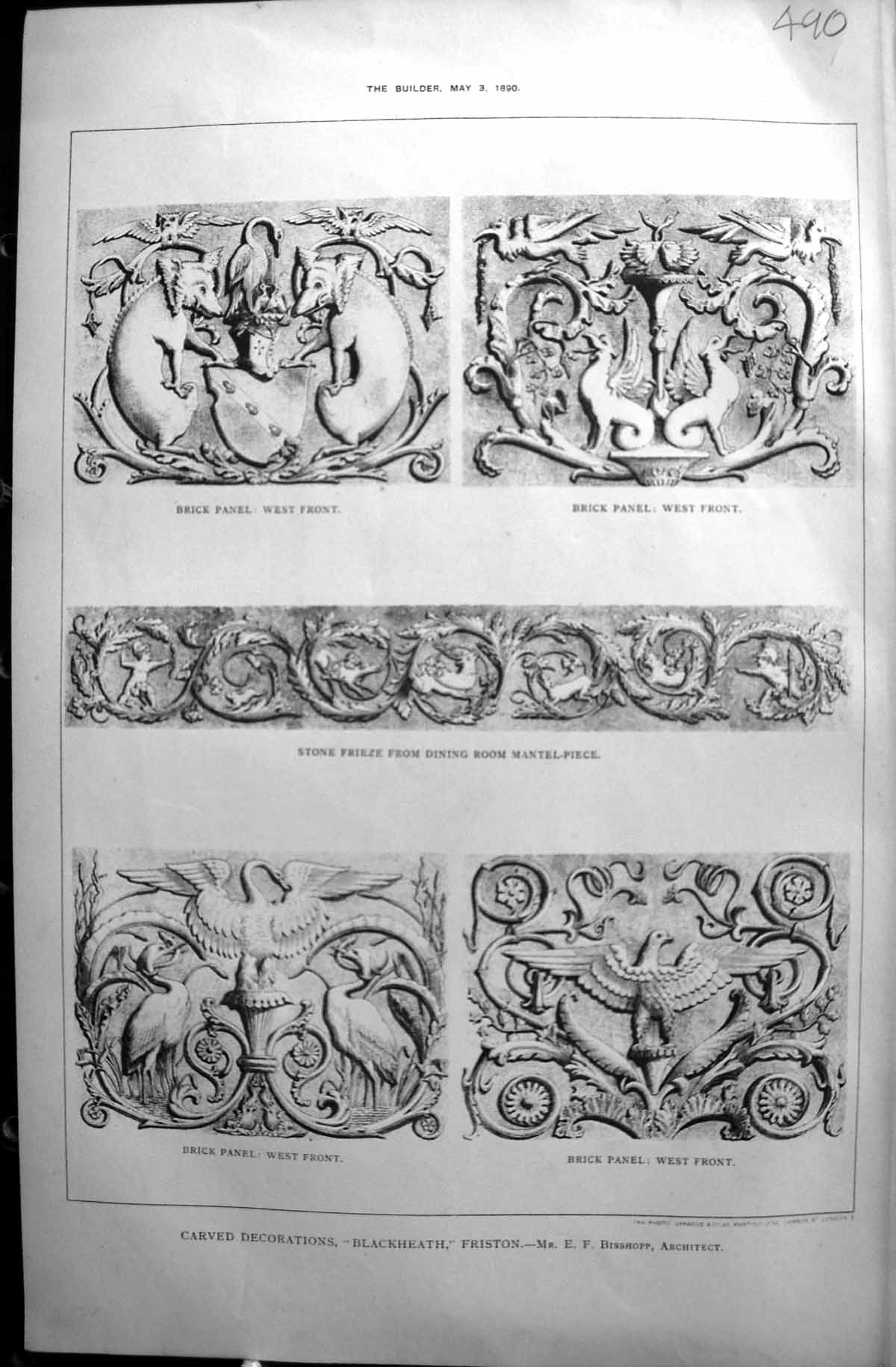 Old 1890 Builder Carved Decorations Blackheath Friston Bisshopp Archi Victorian