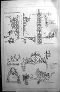 Old Antique Print 1890 Builder Wrought Iron Lamp Brackets Benwell Newark 19th