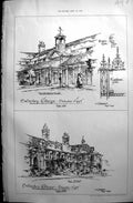 Old 1890 Builder Bromley College Kent Quadrangle Entrance Gate Breden Victorian