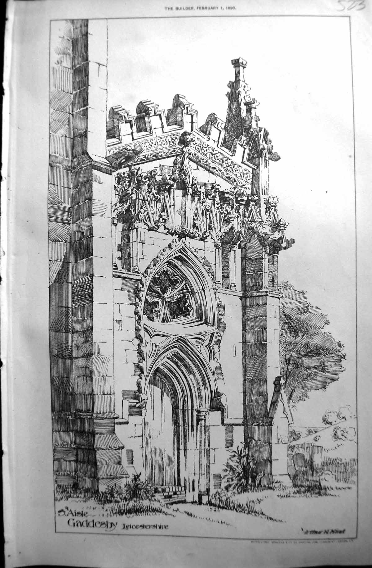 Old St. Aisle Gaddeshy Leicestershire Hind Architecture 1890 Builder Victorian