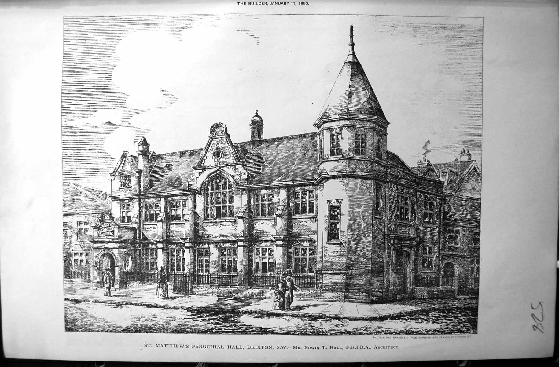 Old 1890 Builder St. Matthews Parochial Hall Brixton Edwin Hall Archi Victorian
