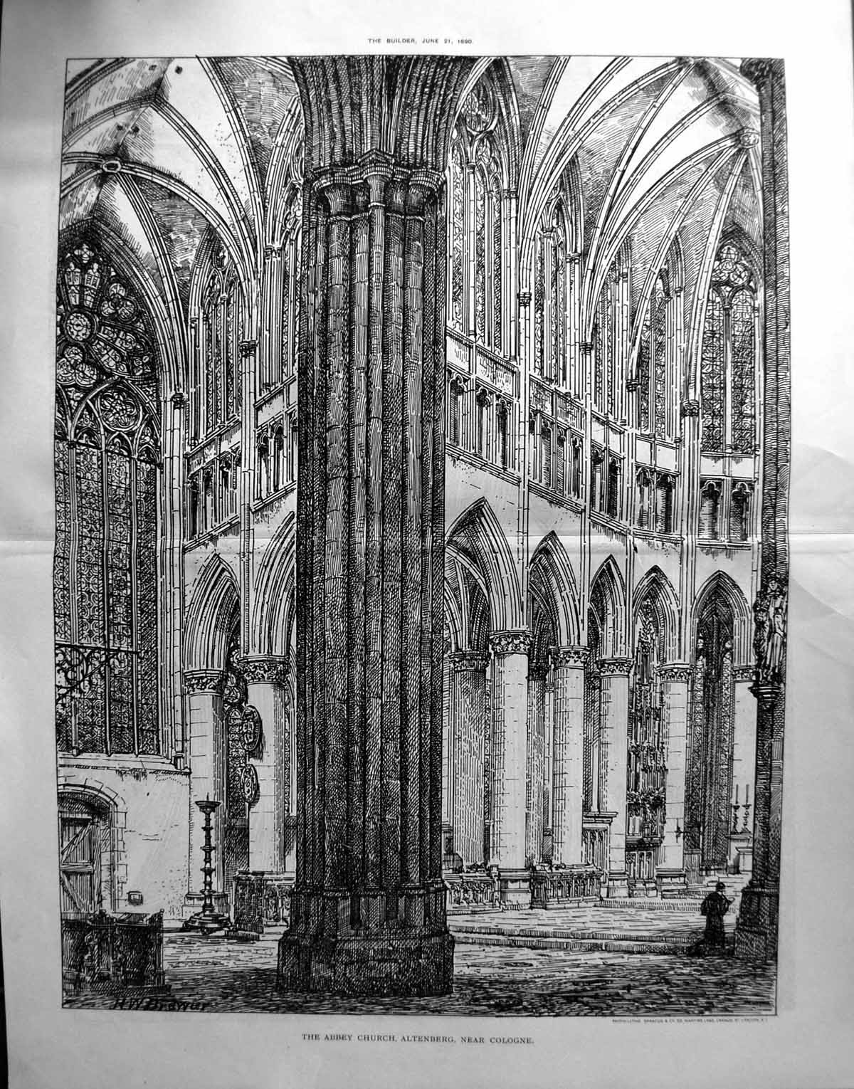 Old Interior Abbey Church Altenberg Cologne Architecture 1890 Builder 19th
