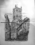 Antique Print Damaged 1890 Builder Church St. Quirinus Neuss Architecture 19th