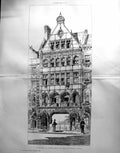 Antique Print New Front Wigmore Street Architecture Collcutt 1890 Builder 19th